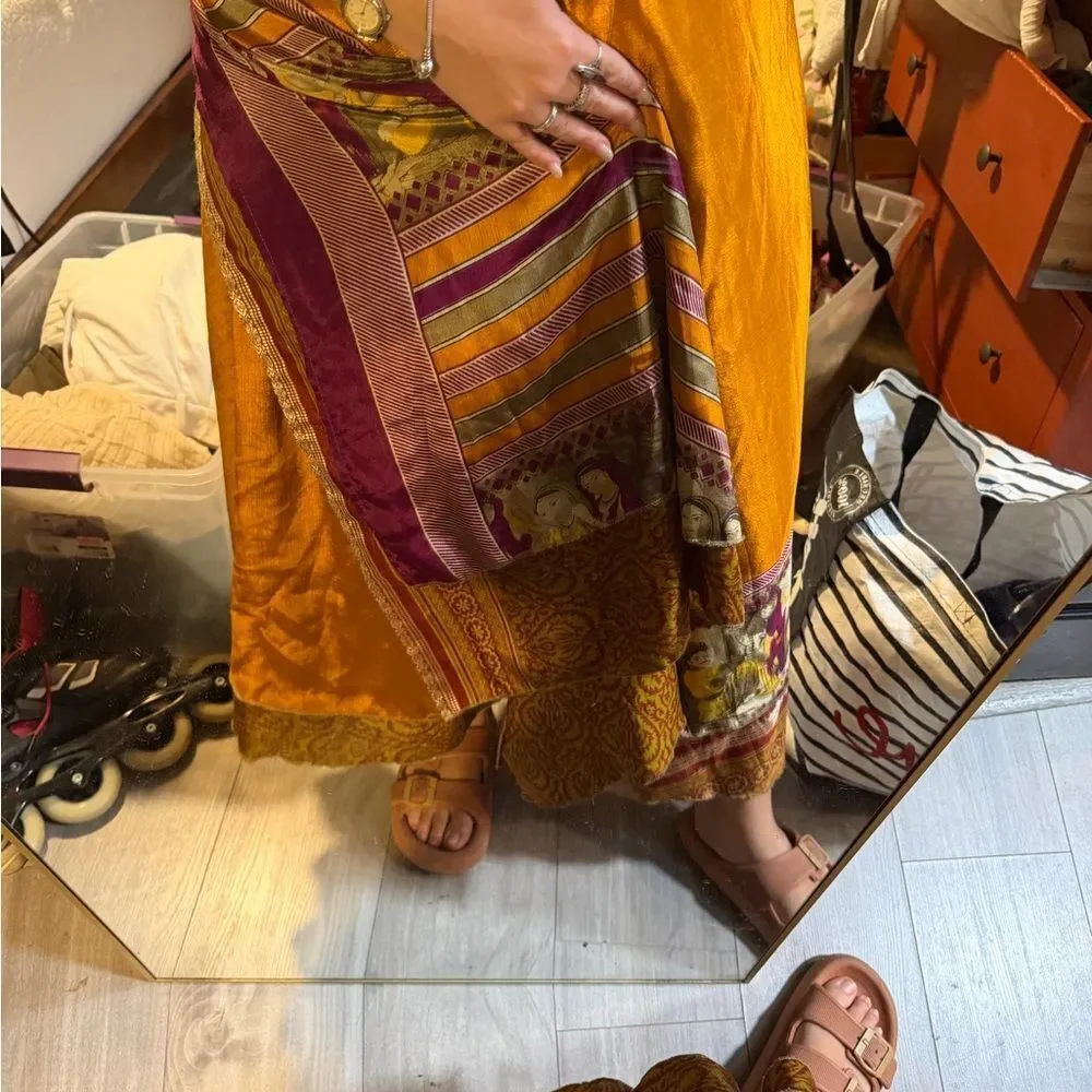 Vibrant Multicolor Skirt with Artistic Pattern reversible silk art slirt